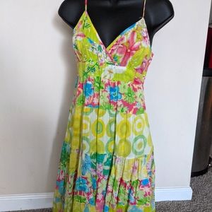 Green Floral Knee Length Sundress